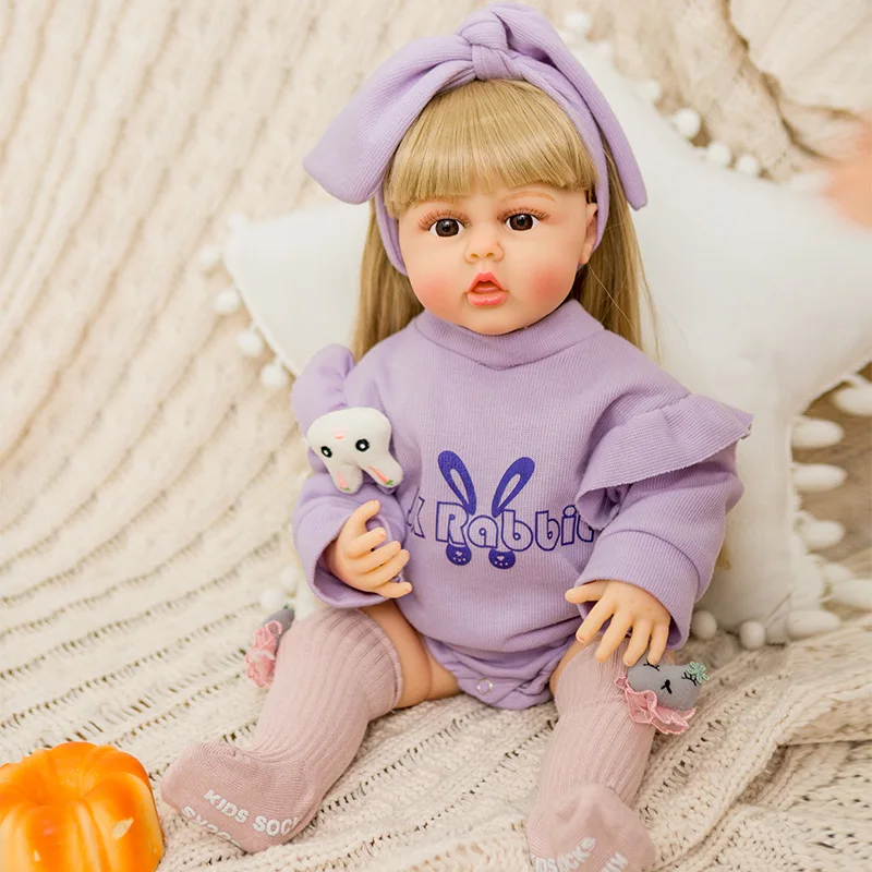 55cm Reborn Doll Simulation Baby Enamel Soft Rubber Doll Children's Toy Doll Cross border Wholesale