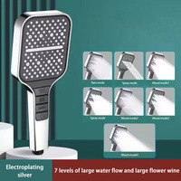  Shower Set Bath Facilities Large Panel Booster Shower Head 7-speed Adjustable Water Pressure  Purifying Water Quality