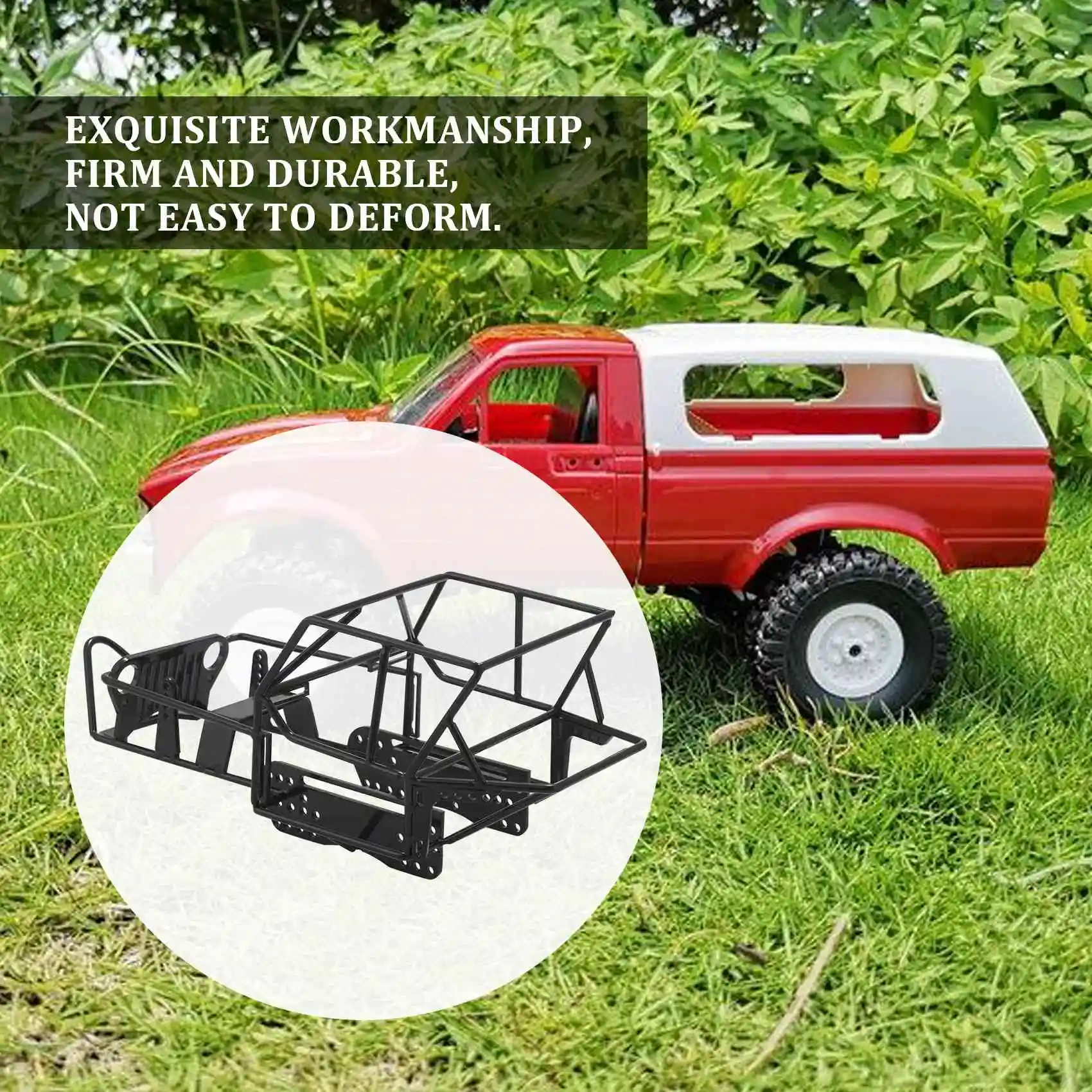 New Full Tube Frame Metal Chassis Metal Body Roll Cage for WPL C14 C24 C24-1 1/16 RC Car Upgrade Parts,Black