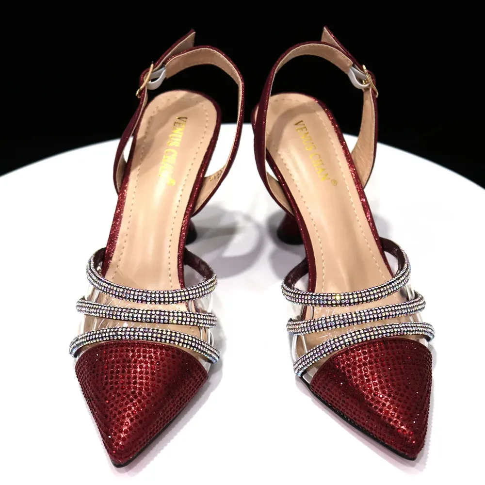 Sexy Design Newest INS Style Wine Color Elegant High Heels Nigeria Popular Design African Ladies Shoes And Bags Set