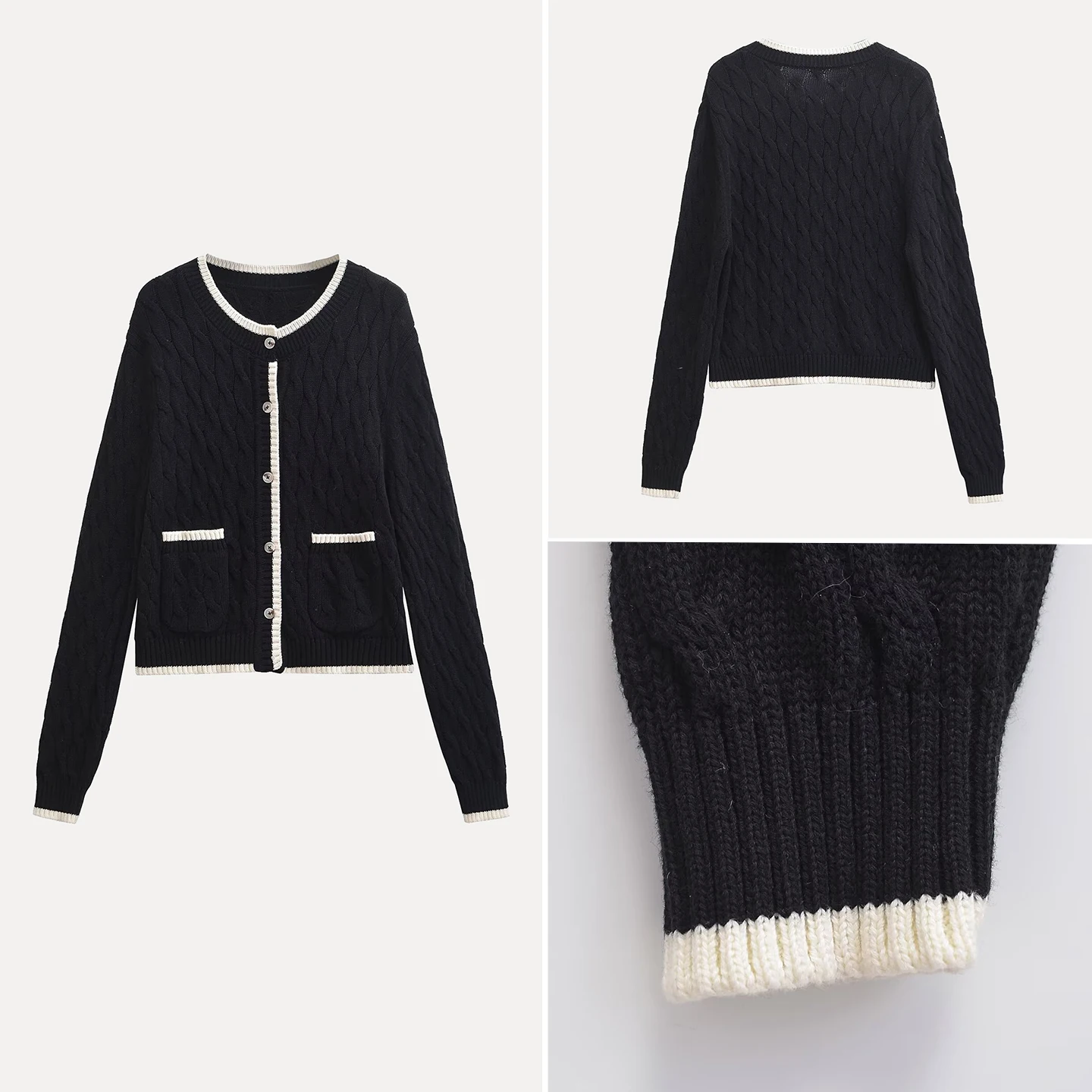 

Faionable Twist Knit Sweater Cardigan Women's Autumn 2025 New Sle Z Ladies Long Sve round Ne ort Coat