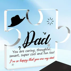 1pc,Gifts for Dad from Daughter Son, Engraved Acrylic Block Puzzle Birthday Present, Puzzle Piece Gift , I Love You Dad for Men