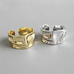 Concave-Convex Irregular Surface Wide Rings Men Women Vintage Jewelry Simple Retro Silver Color Metal Geometric Open Ring Gifts