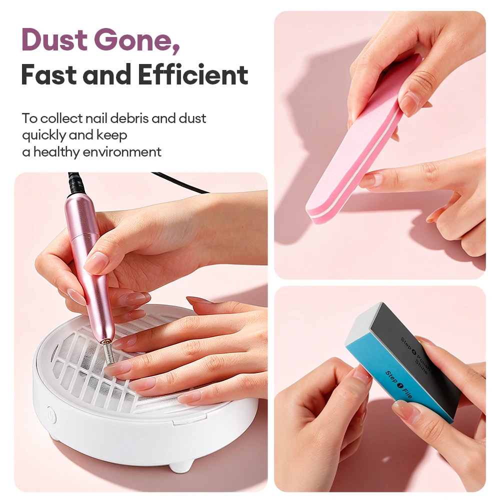 All In One Nail Kit 4000RPM Nail Dust Collector 20000RPM Nail Drill Pen 6LEDs Nail Lamp Complete Manicure Pedicure Tool for Home