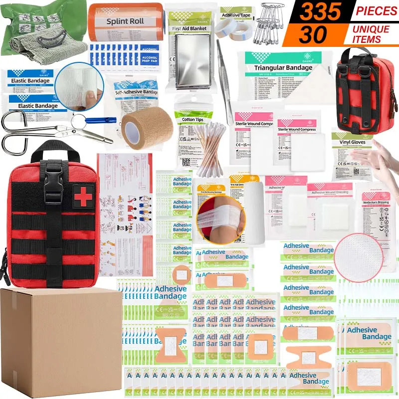 335pcs First Aid Kits Professional IFAK Trauma Bag for Outdoor Camping Hiking Fishing Hunting Car Travel Emergency