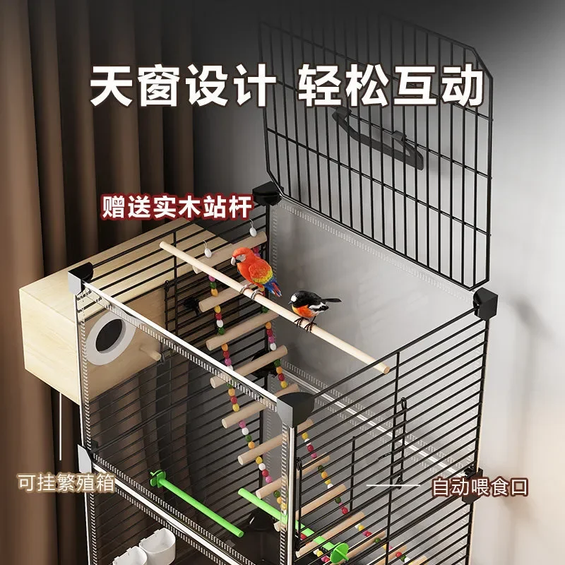 Bird Cage Parrot Cage Household Splash Proof Phoenix Thrush Pearl Peony Tiger Skin Special Breeding New Luxury Villa