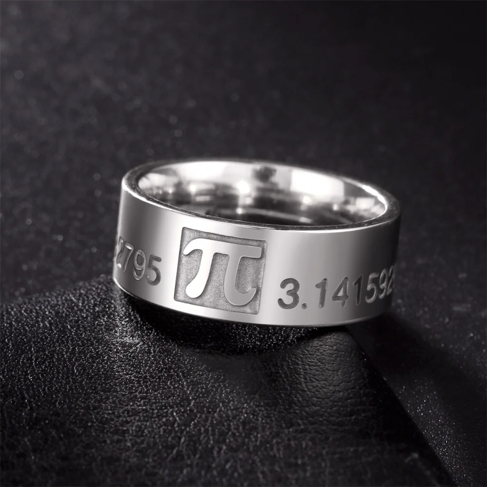 My Shape π Pi Symbol Rings for Women Men Stainless Steel 3.1415926 Greek Letter Π  Rings Math Lovers Graduation Party Jewelry