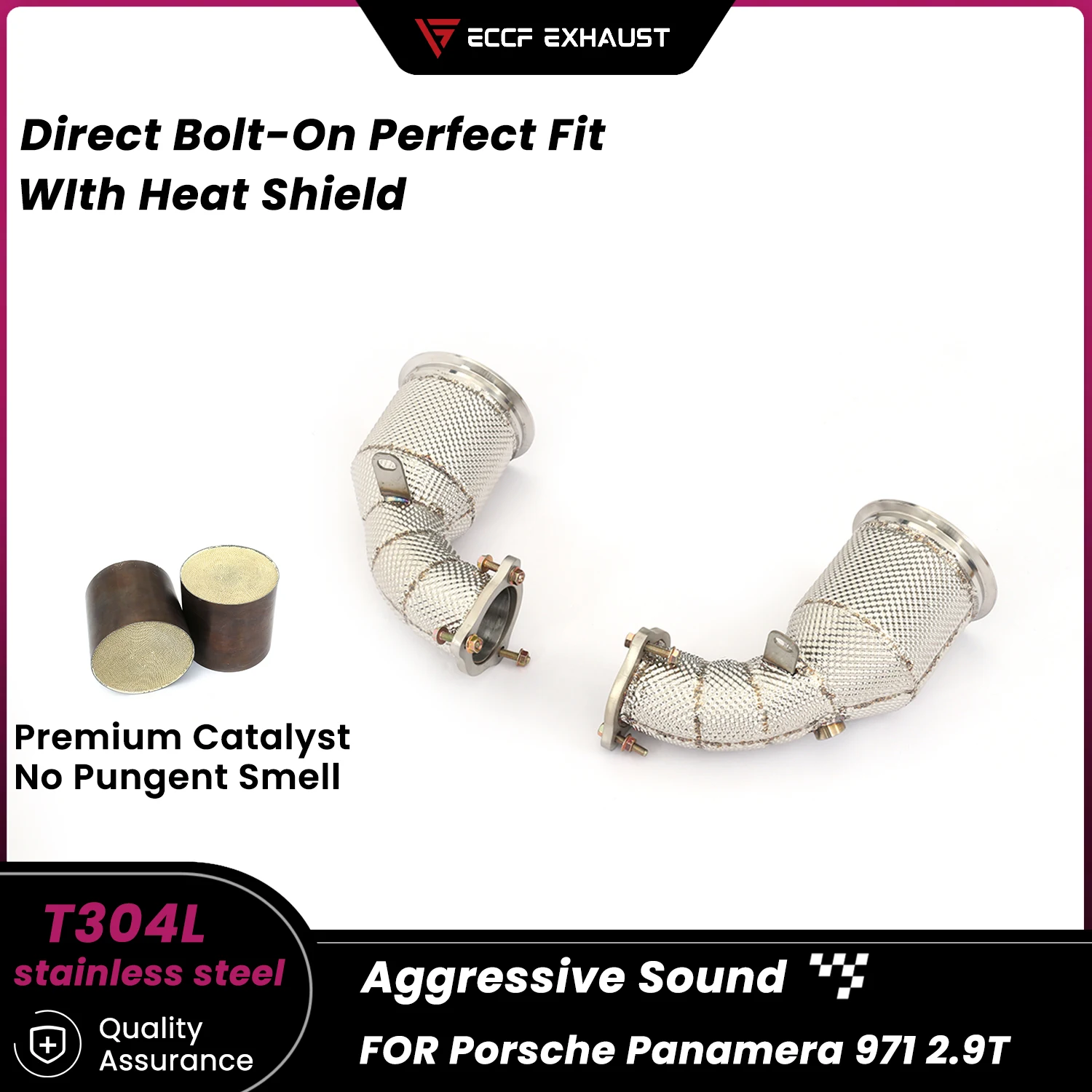 

Premium Stainless Steel Downpipe with Heat Shield for Porsche Panamera 971 2.9T Enhanced Flow Performance