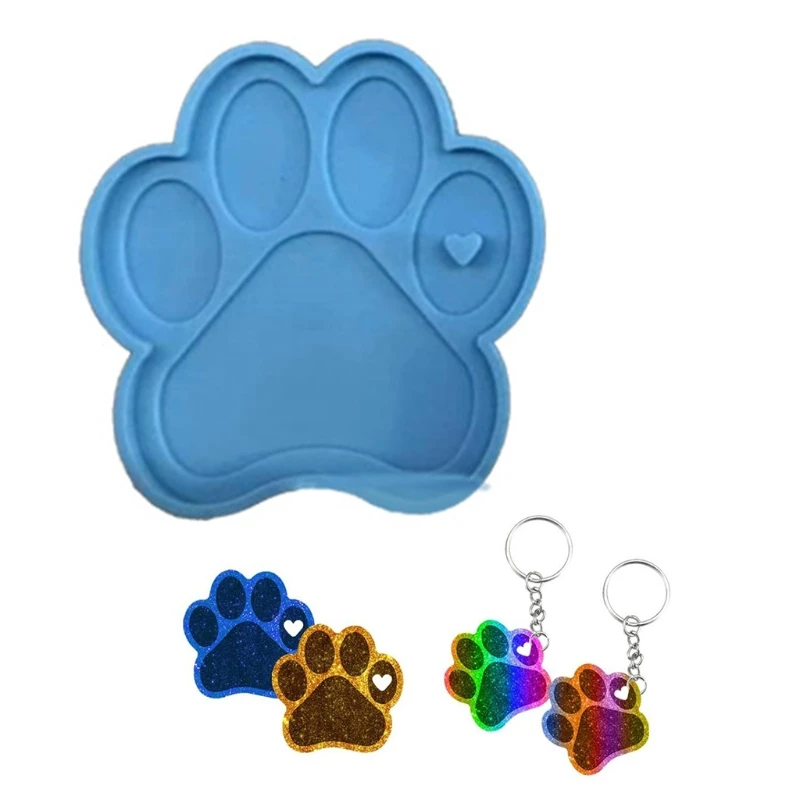 Dogs Paws Keychain Casting Mold Handmade Necklace Earrings UV Resin Mold Handicrafts Decoration DIY Crafts Jewelry Mould