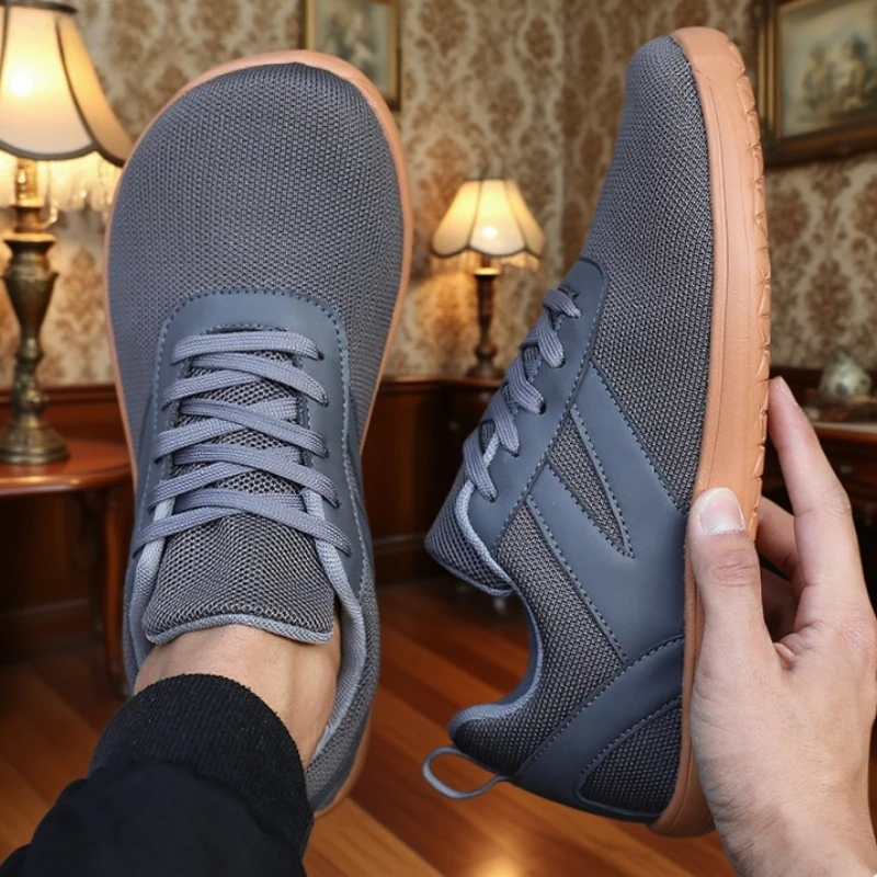 Wide Toe Men's Walking Shoes Breathable Minimalist Fast Comfortable Outdoor Running Shoes Hot Selling All Year Round Soft Sole
