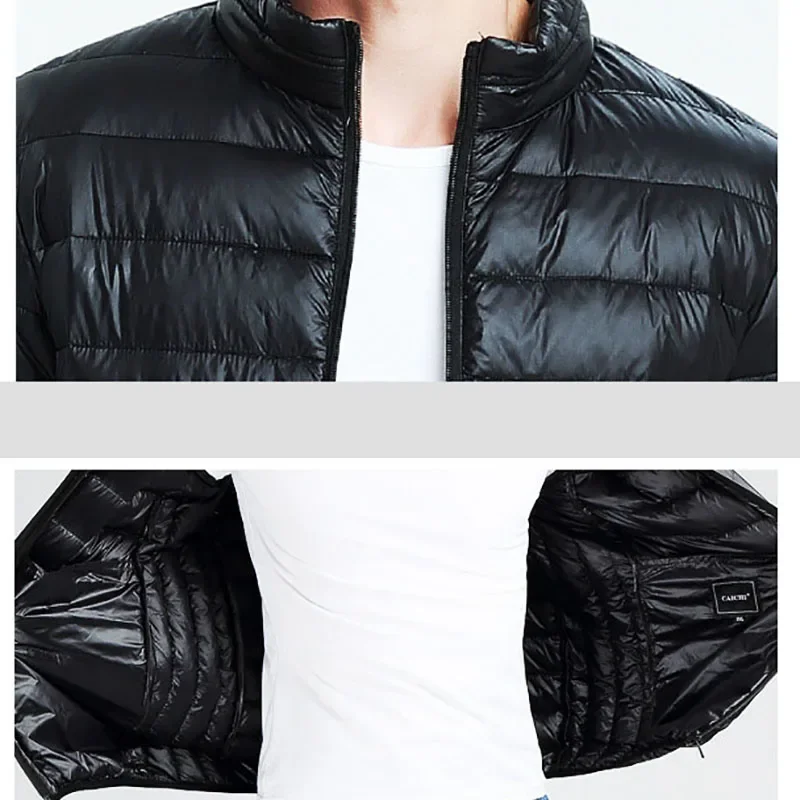 Men Autumn Winter Keep Warm Ultra Lightweight Down Cotton Jacket Clothing Male Slim Fit Hooded Casual Plus Size Coat Outerwear