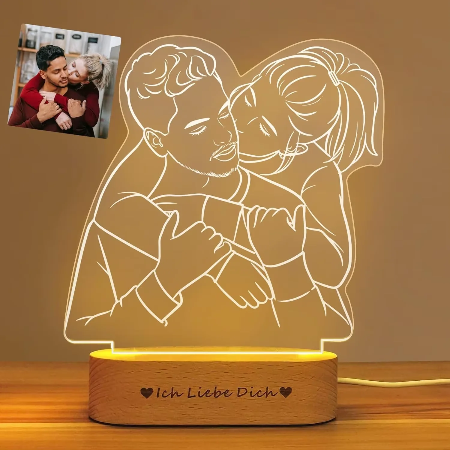 Personalized Photo Lamp Gift for 3D Night Light Custom Picture Text Wedding Day Anniversary Gift Valentine's Day Gift