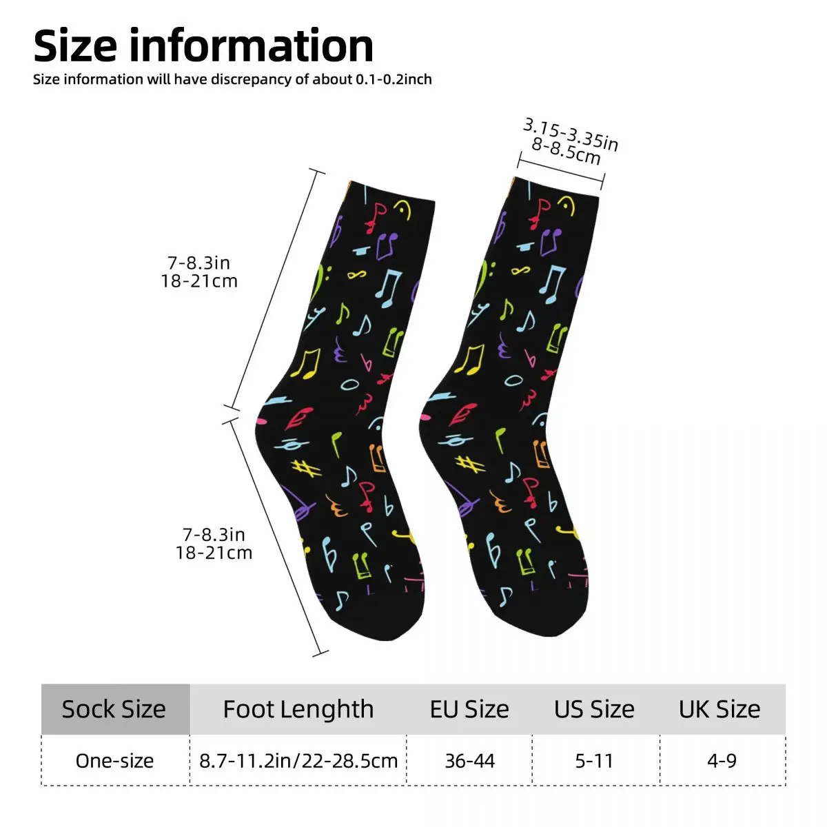 All Seasons Crew Stockings Vibrant Musical Note Design Socks Fashion Long Socks for Men Women Valentine's Day Gifts