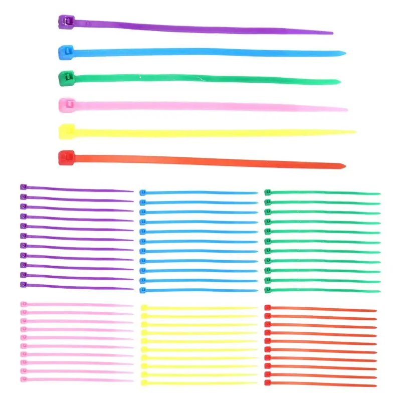 New 600 Pieces (100 Per Color) Small Colored Zipper Ties 4Inch Multicolor Zipper Ties For Decorating Mesh Garland Supplies