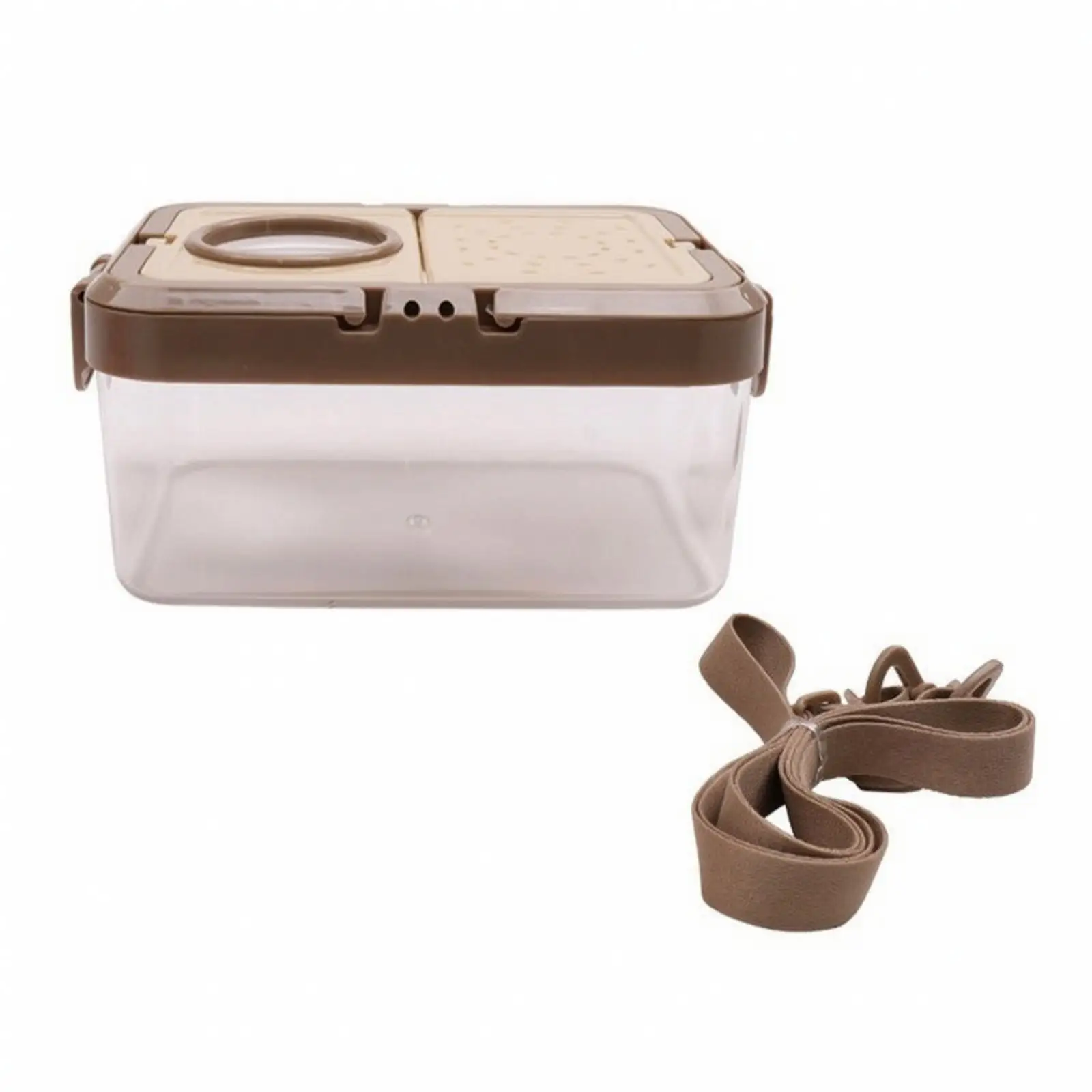 Enlarging Box with Lanyard | Perforated Ventilation Holes Observation Box with enlarging Lens, Clear Transparent Body, for