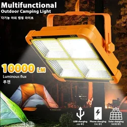 2000Watts Rechargeable Solar Flood Light Outdoor Portable LED Reflector Spotlight Built-in 18650 Projector Floodlight Solar Lamp