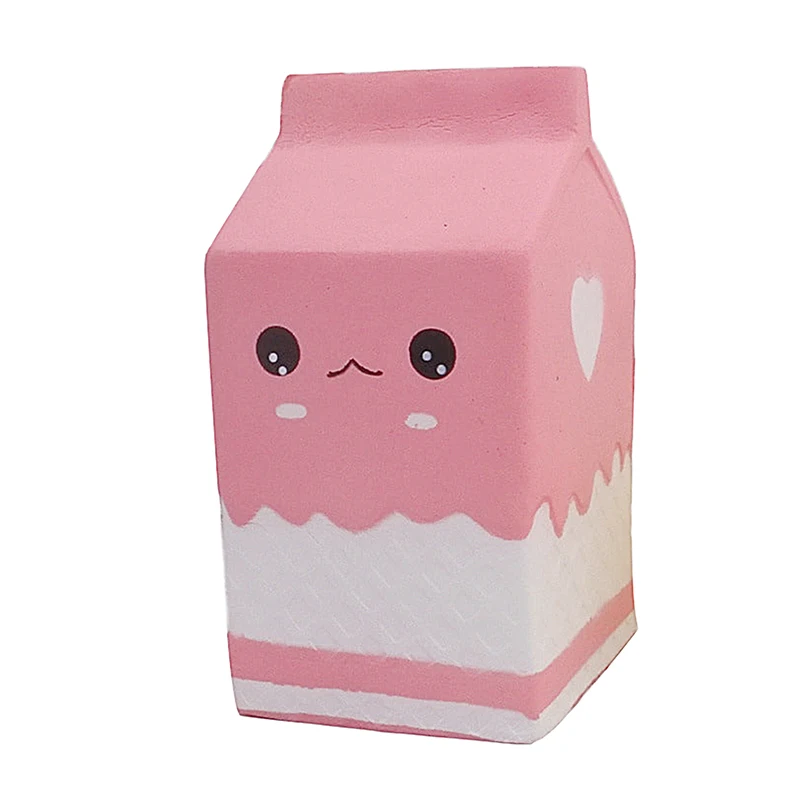 かわいいスクイーズミルクカートンおもちゃ、感覚玩具、ゆっくりと上昇するリラックスできるスクイーズ。 柔らかいPU素材。 パーティーに最適