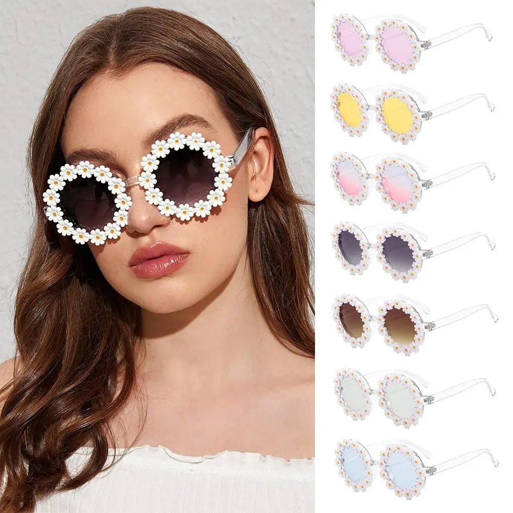 Retro Daisy Flower Sunglasses for Adults and Kids Round  display picture 2