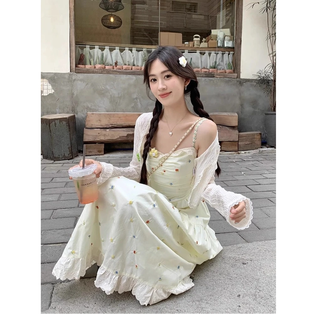 Dresses Sleeveless Womens Boho Summer Cupro Cross-Back Strapped Street Style Cool Chic Trendy Attractive Youthful Fresh Harajuku