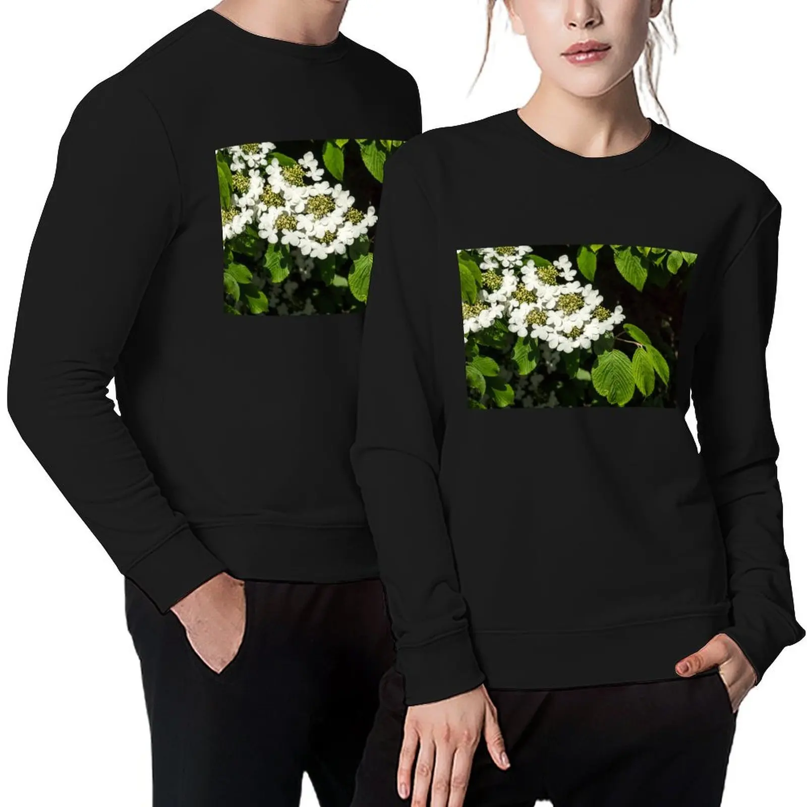 

Lacecap Hortensia - Luminous White Blooms Pullover anime clothing mens clothing tracksuits men's sweatshirt