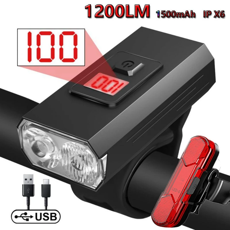 Bicycle Light T6 LED 1200 Lumen USB Rechargeable Lantern Lamp MTB Road Bike Front Light Cycling Bike Replacement image 2