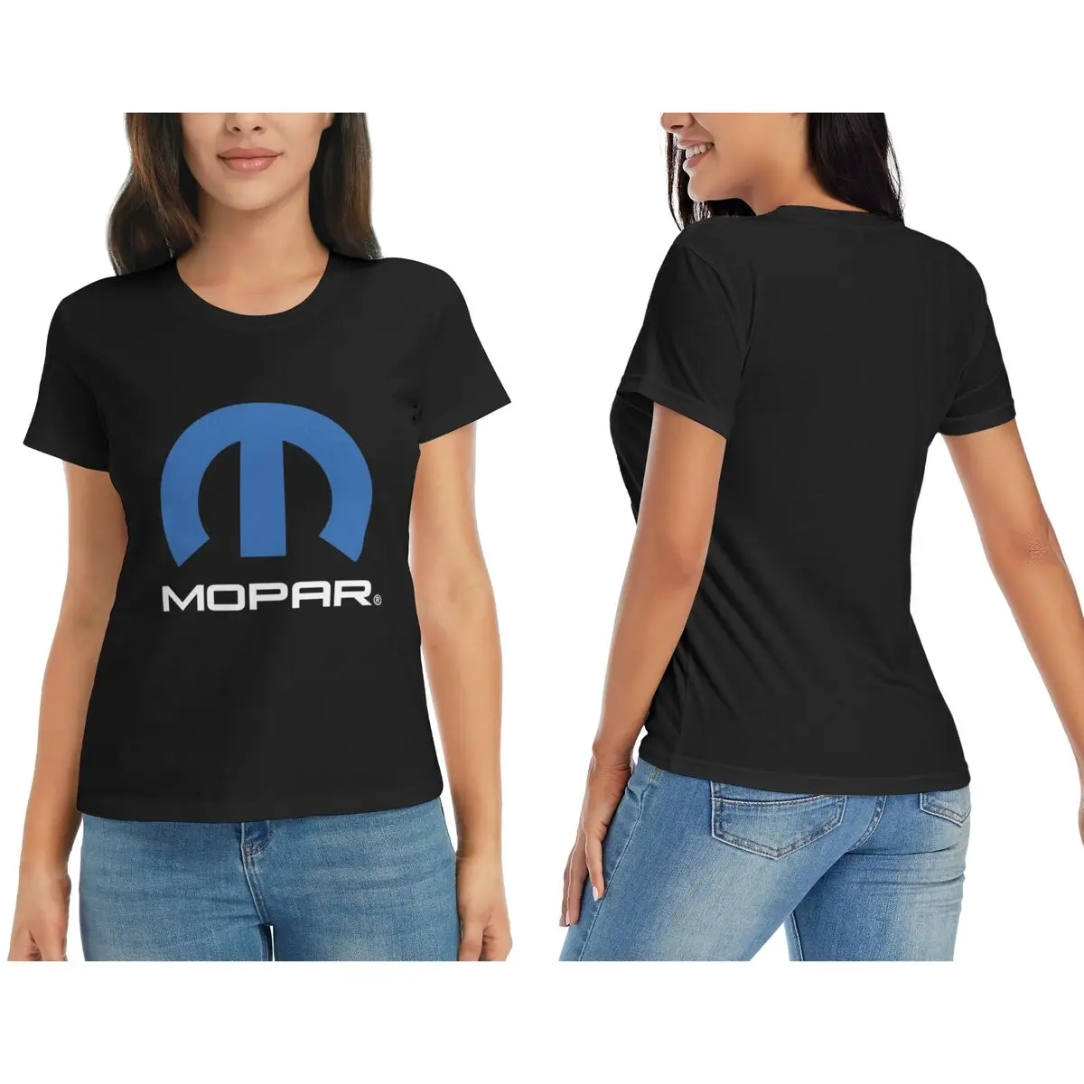 Mopar Black Logo American Trucker T-Shirt for Women Round Neck Streetwear T Shirts Women's Tees Short Summer Clothes Tops