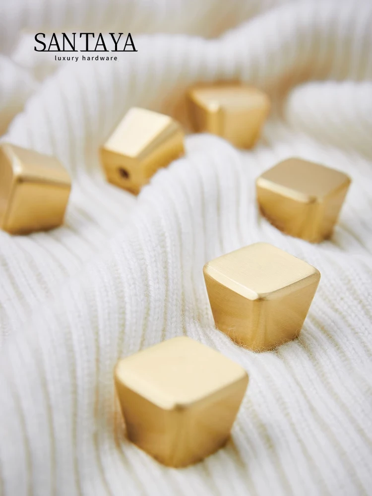 

Gold Cabinet Drawer Knobs Solid Brass Furniture Handles Square Door Knobs Dresser Wardrobe Pulls Cupboard Handle Hardware