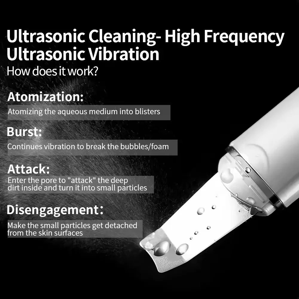 Ultrasonic Beauty Machine Vibration Face Pore Cleaning Dead Skin Acne Scalpers Blackhead Remover