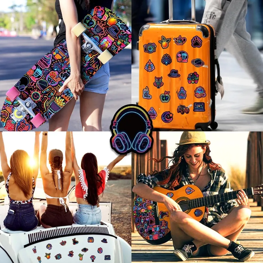 100 قطعة من ملصقات النيون اللطيفة الرائعة لمكافآت الفصول الدراسية ملصقات الفينيل المقاومة للماء مثالية لزجاجات المياه وأجهزة الكمبيوتر المحمولة وسكرابوكينغ Sk