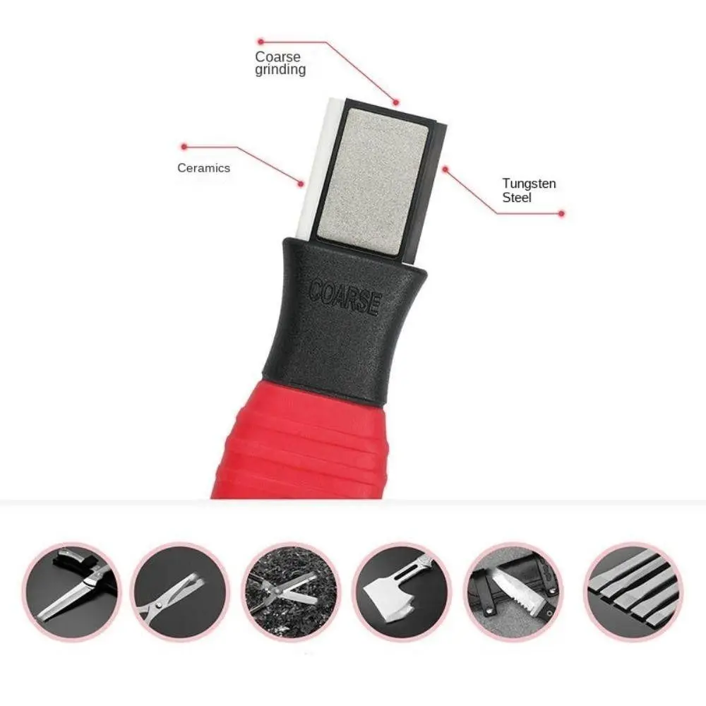 Portátil handheld afiar pedra antiderrapante metal bolso apontador vermelho moagem ferramenta de jardim apontador ferramentas manuais