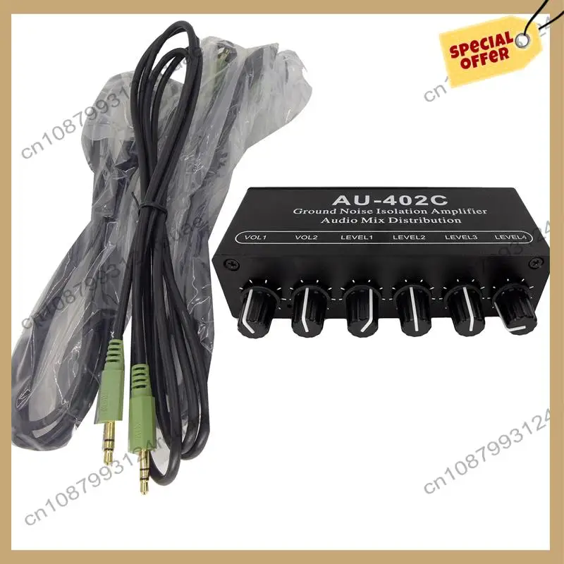 

A75T AU-402C Audio Mixed Distributor Signal Selector Switcher 4 Input 2 Output RCA Tone Volume Controls Headphones Amplifier