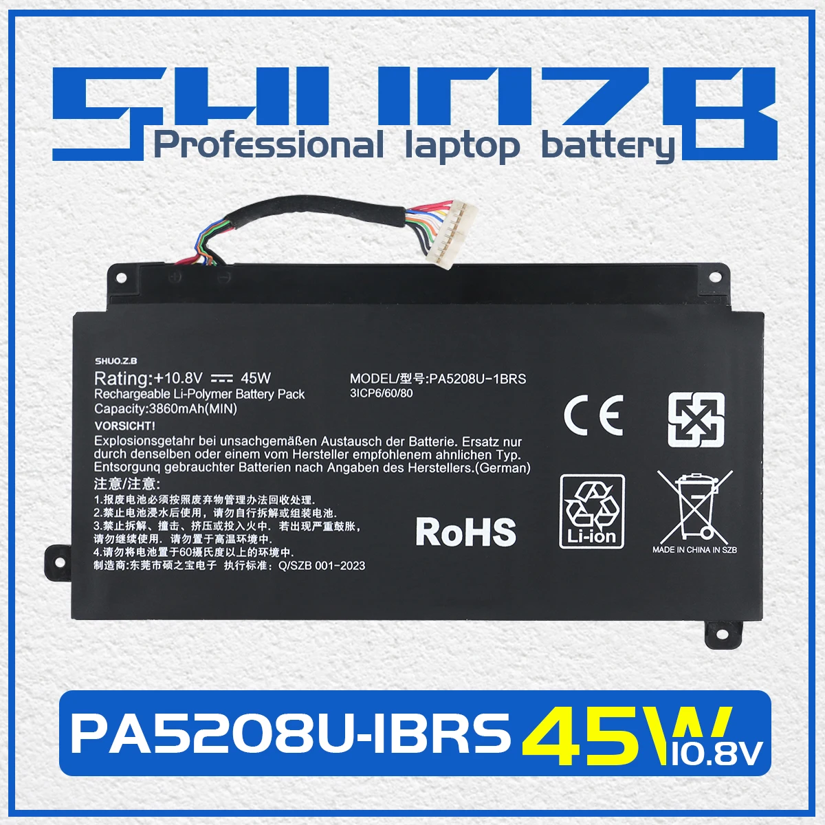 SHUOZB PA5208U-1BRS Laptop Battery For Toshiba Chromebook CB30 CB35 CB35-B3340 CB35-B3330 Satellite E45W P55W L55W-C PA5208U