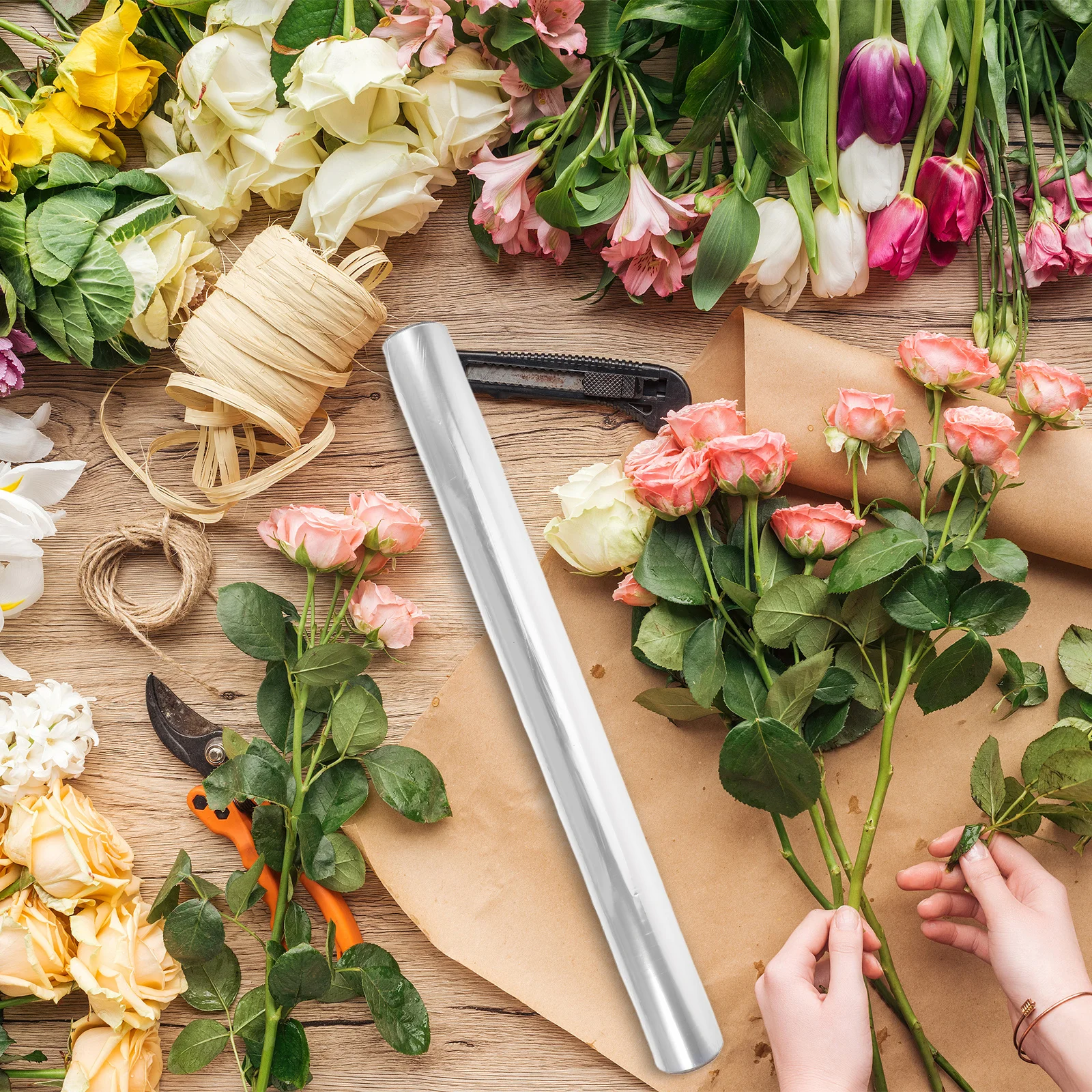 

Cellophane Wrapping Paper Roll for Flowers Gift Baskets Transparent Clear Film for Crafts and DIY Packaging