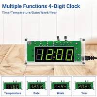 Multifunction 4-Digit Digital DIY Clock Kits with Acrylic Shell, DIY Alarm Clock Soldering Practice Kit for Learning Electronics