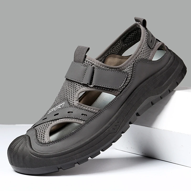 2026 Summer Men's Sandals Anti slip, Wear resistant, Breathable, Baotou Shoes Versatile, Fashionable Outdoor Mesh Beach Shoes