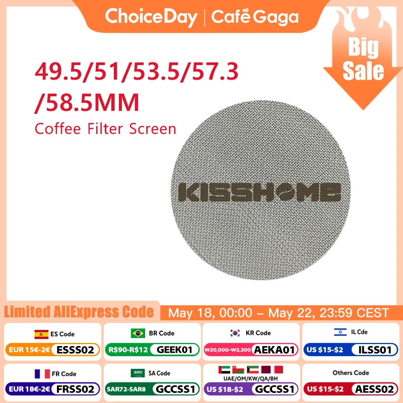 KISSHOME-pantalla de disco de café expreso, 51mm, 53,5mm, 58,5mm, 57,3mm, filtro de malla, Portafilter, herramientas de Barista, accesorios para máquinas de café