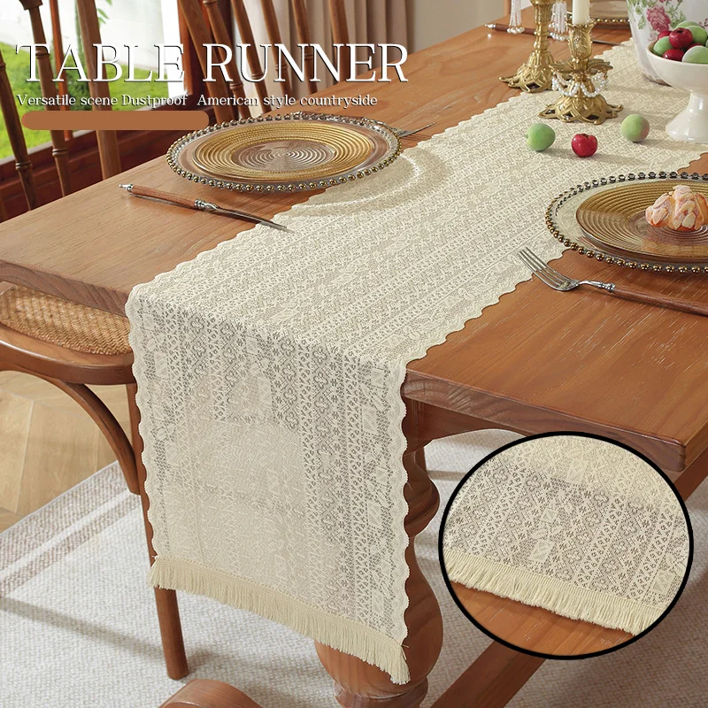 American Light Luxury Lace Table Flag Tablecloth Rustic Style Coffee Table Table Mat Entrance Cabinet Dustproof Mat Home Decor