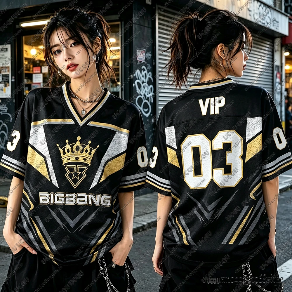 Koreanische Kpop Big Bang World Concert Tour Fußballtrikots für Frauen, Big Bang 20. Jubiläum Trikots, Y2K Oversized Loose Tops – Detail 6