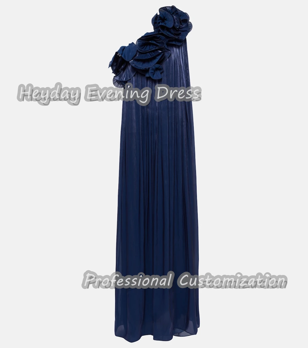 Heyday One Shoulder Saudi Arabia Sleeveless Straight Prom Gown Satin Ruffle Floor Length Elegant Evening  Dress For Women 2024