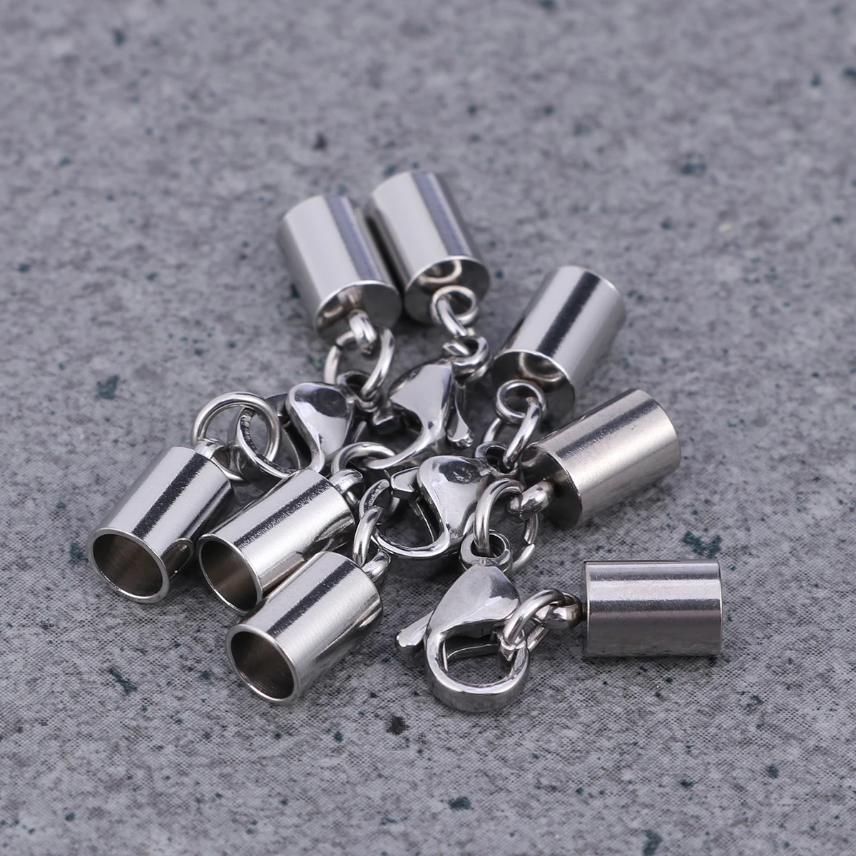 

4pcs String Fastener Stainless Steel Simple Practical String Fastener for Jewelry Bracelet Necklace (Hole: 4.0 mm)