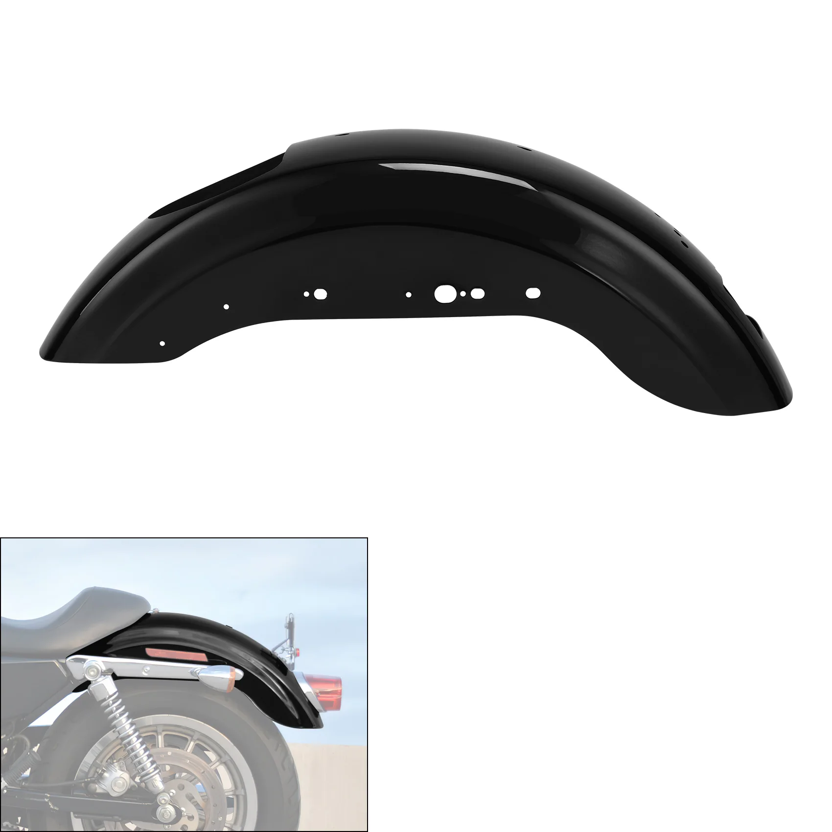 Motorcycle Black Rear Fender For Harley SPORTSTER 883 CUSTOM 2007 883R Roadster 2008 XL1200C 2009 SPORTSTER 1200 LOW XL1200R