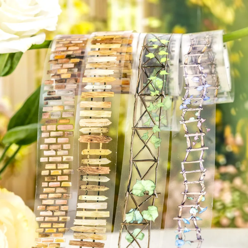 

Garden Path Fence Themed Vintage Washi Tape Set Floral Botanical Decorative Tapes PET Washi Tapes For Journaling Scrapbook