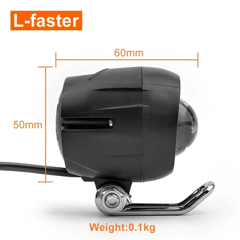 Electric Motorcycle Bicycle Scooter Bike In Built Horn 12V-89V Lens Headlight Black LED Lamp Light