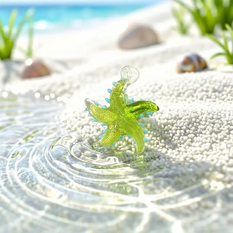 Ins Colorful Mini Sea Star Glass Pendant Cute Starfish Charm for DIY Craft Making Accessory Aquarium Decor Summer Vacation Gift