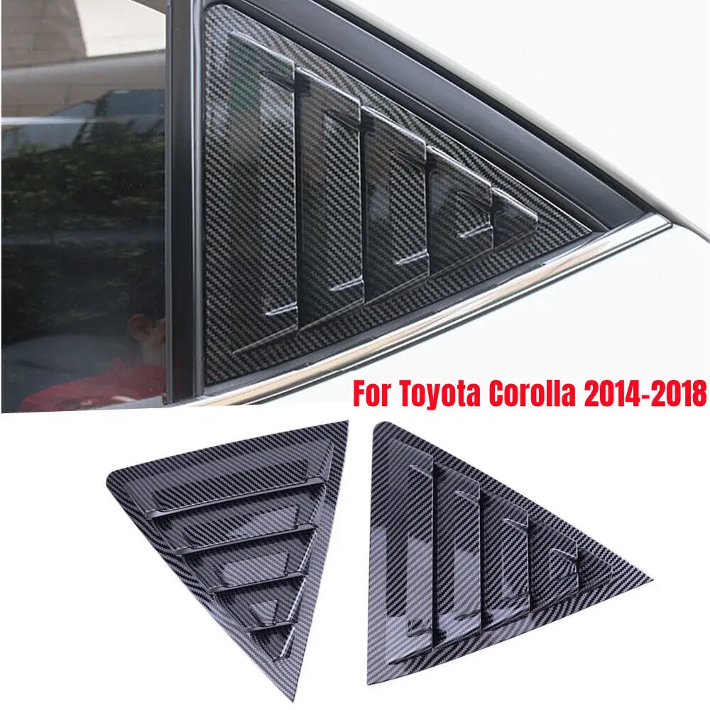 For Toyota Corolla 2014-2018 Car Rear Louver Window Side Shutter Cover Trim Sticker Vent Scoop ABS Carbon Fiber Black Auto