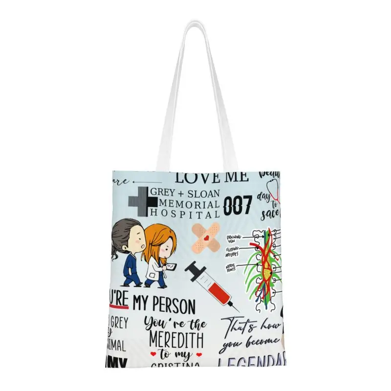 

Funny Print Grey's Anatomy Tote Shopping Bags Reusable Canvas Shopper Shoulder Comedy Tv Movie Handbag