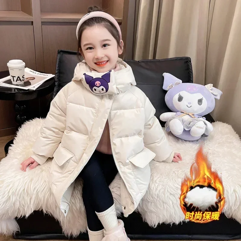 Kuromi anime sanrio ins kawaii moda algodão acolchoado jaqueta quente inverno bonito dos desenhos animados crianças casaco macio roupas presentes para crianças