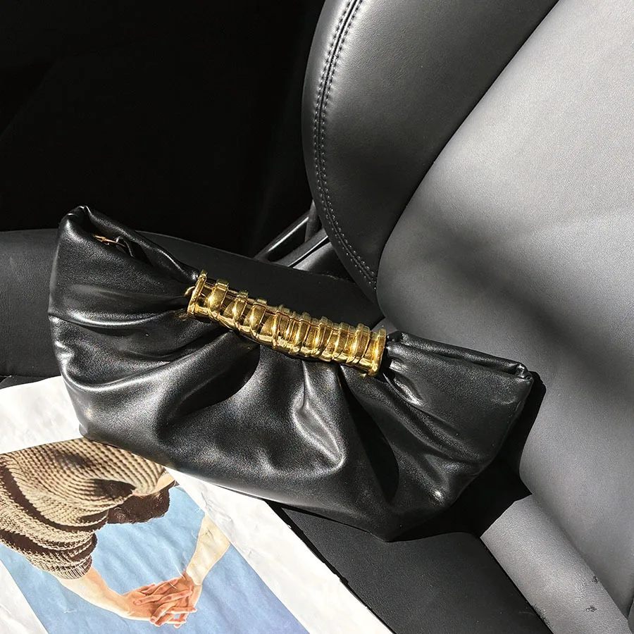 

Fashion Ruched Clutch Ladies Half Moon Women's Bags Luxury Designer Bags for Women High Quality Wedding Party Evening Bag NEW