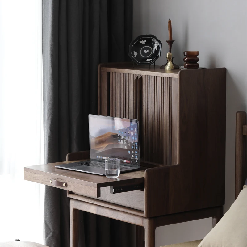 Dresser Retro Makeup Table Nordic Black Walnut Multi-Functional Integrated Cosmetic Cabinet