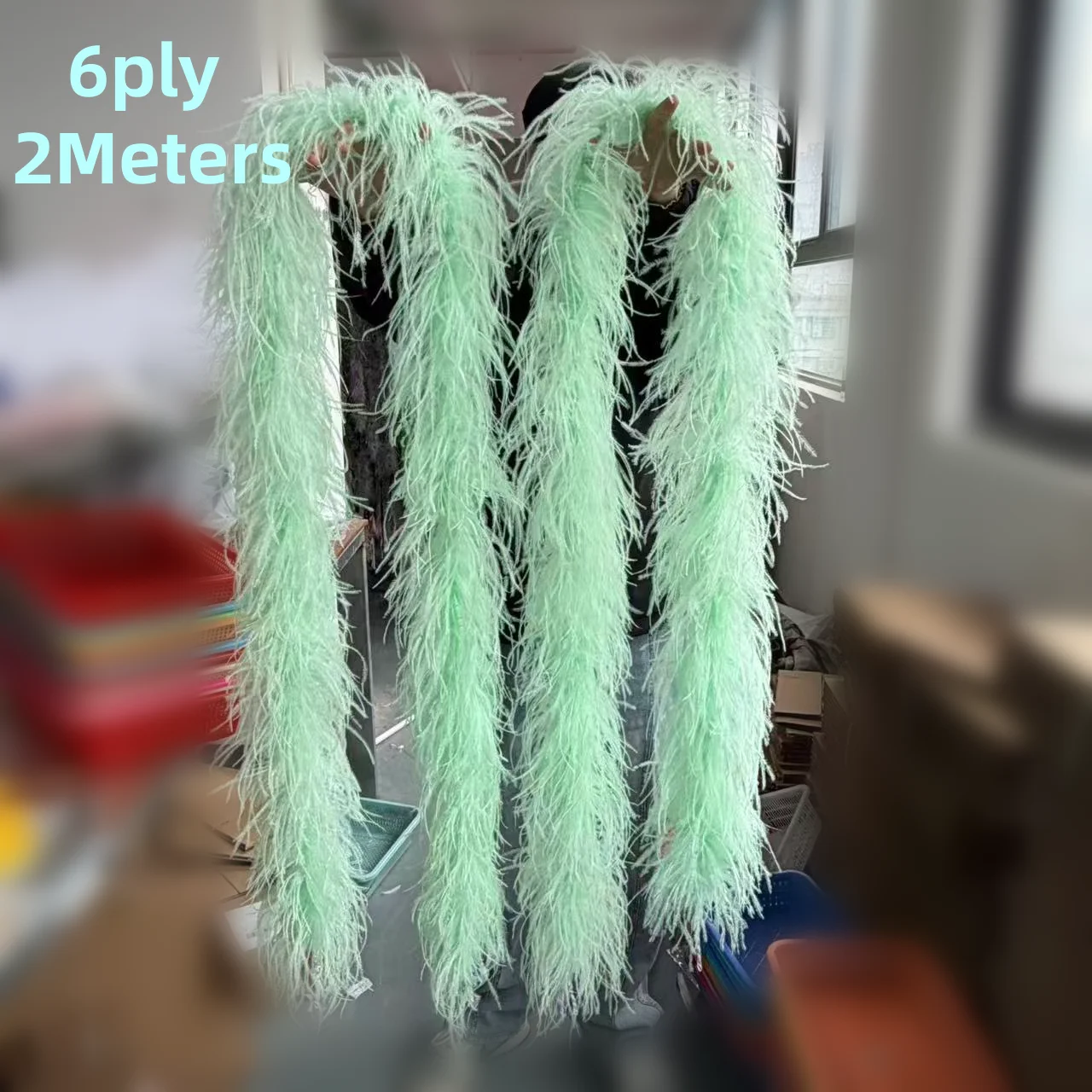 Fluffy Ostrich Feather Boa Trim 3 4 6 8 10PLY Colored Shawl Scarf 2Meters for Wedding Party Carnival Costume Dress Decoration